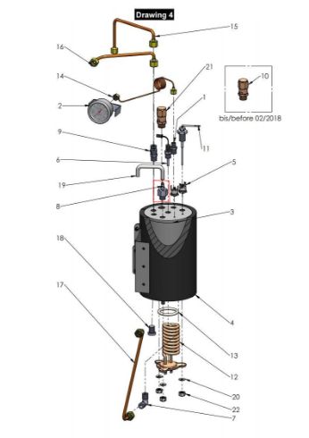 BOILER ANTI-VACUUM VALVE G. 1/4M WITH RUBBER HOLDER O 8mm